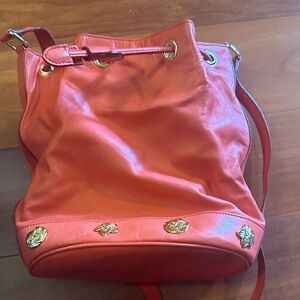 Escada Coral Drawstring Leather Bucket Bag
